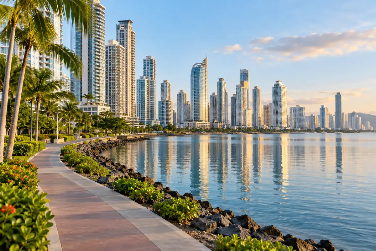 Panama City kıyısında konut kuleleri